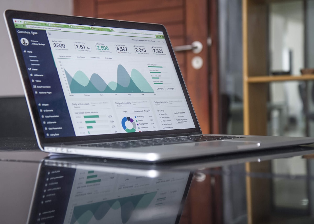 Web analytics dashboard on laptop